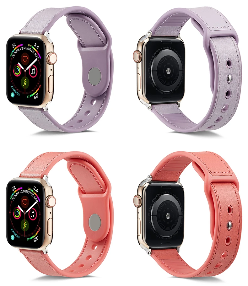Кожа+ силикон correa для Apple Watch 4 ремешок 42 мм 38 мм 44 мм 40 мм браслет iwatch Band 3 2 аксессуары
