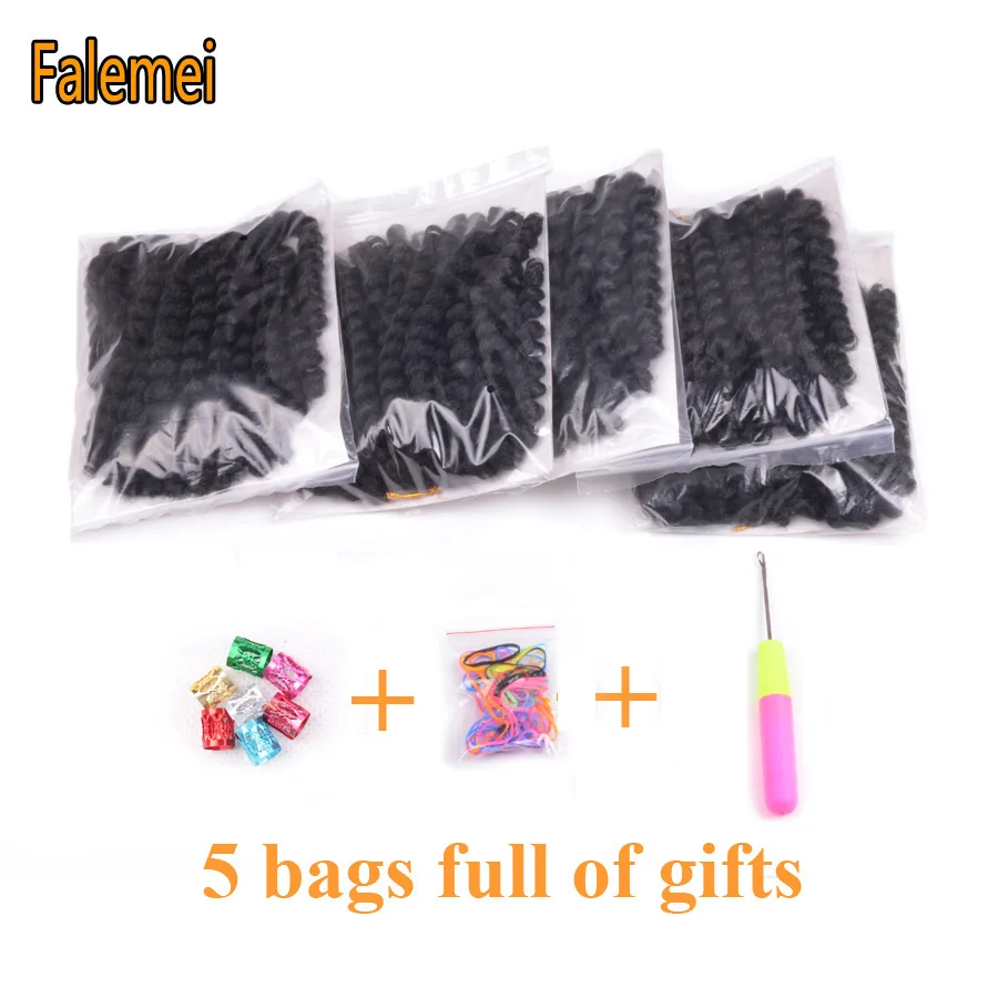 FALEMEI8-10inch жезл завитые скрученные косички ямайские упругие крючком волос 20 корень
