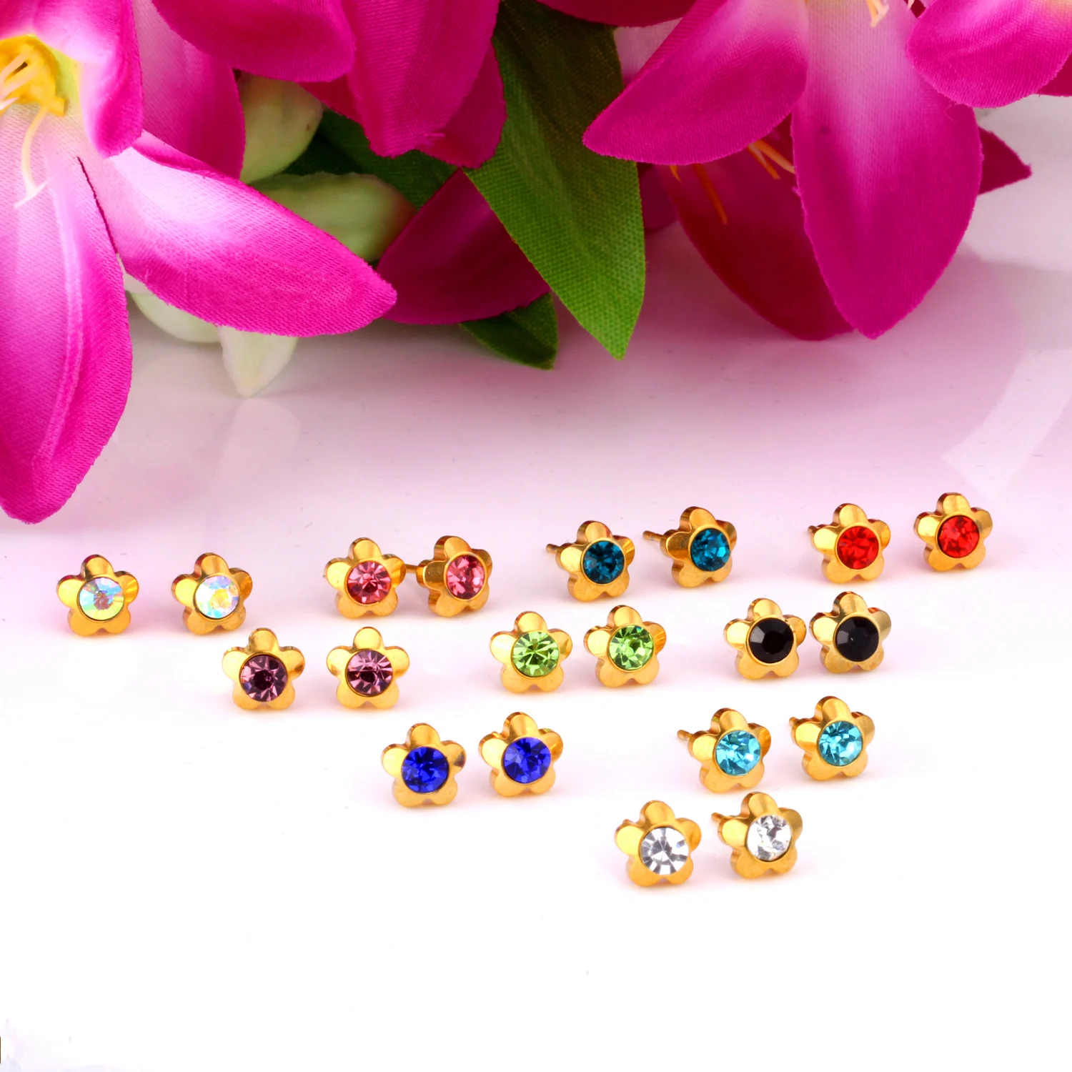 Роскошные брендовые новые серьги гвоздики с прозрачными цветами 10 пар смешанные