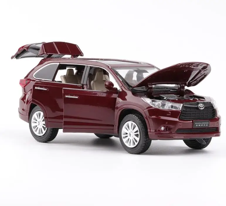 1:32 автомобиль из сплава высокая симуляция Toyota Highlander металлическая модель deicast 6