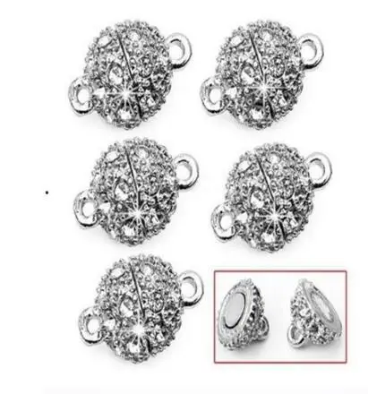 12mm rhodium GHRQX, 5 штук в партии/Серебро 10 мм/8 мм/круглый Шамбала магнитные застежки кожаные Cord Jewelry Findings примерки ювелирных изделий - Цвет: 12mm rhodium