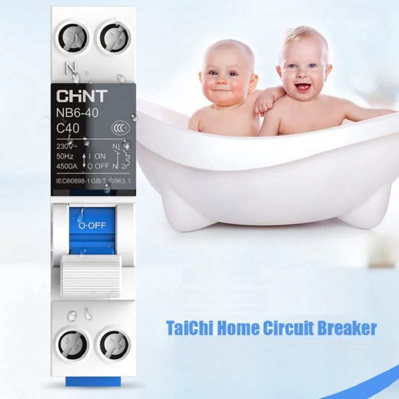 CHINT миниатюрный автоматический выключатель защита от перегрузки TaiChi NB6-63 1P серия Бытовой Воздушный выключатель 10A 16A 20A 25A 32A 40A 50A 63A