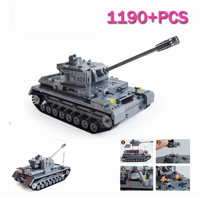 LWKO 1193 шт Строительные блоки большой Panzer IV F2 совместим с Legoe танк модели кирпичи