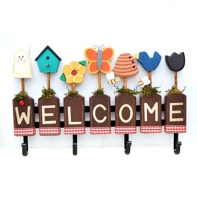 Creative Home Decor Flower Hooks For hanging Welcome Wall Decoration Painted gancho de parede Pastoral Style Coat Hanger | Дом и сад