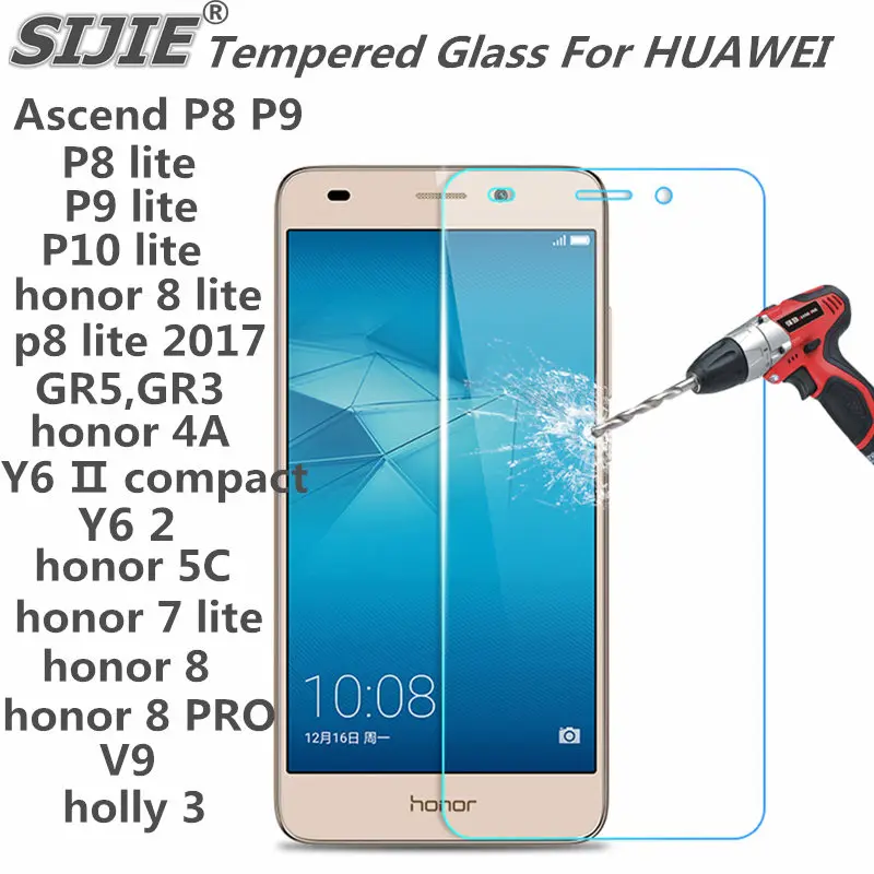 Закаленное стекло для HUAWEI Ascend P8 P9 P10 lite 2017 honor 5C 5X 5S GR5 GR3 4A Y6 2 7lite 8 PRO V9 защитный экран