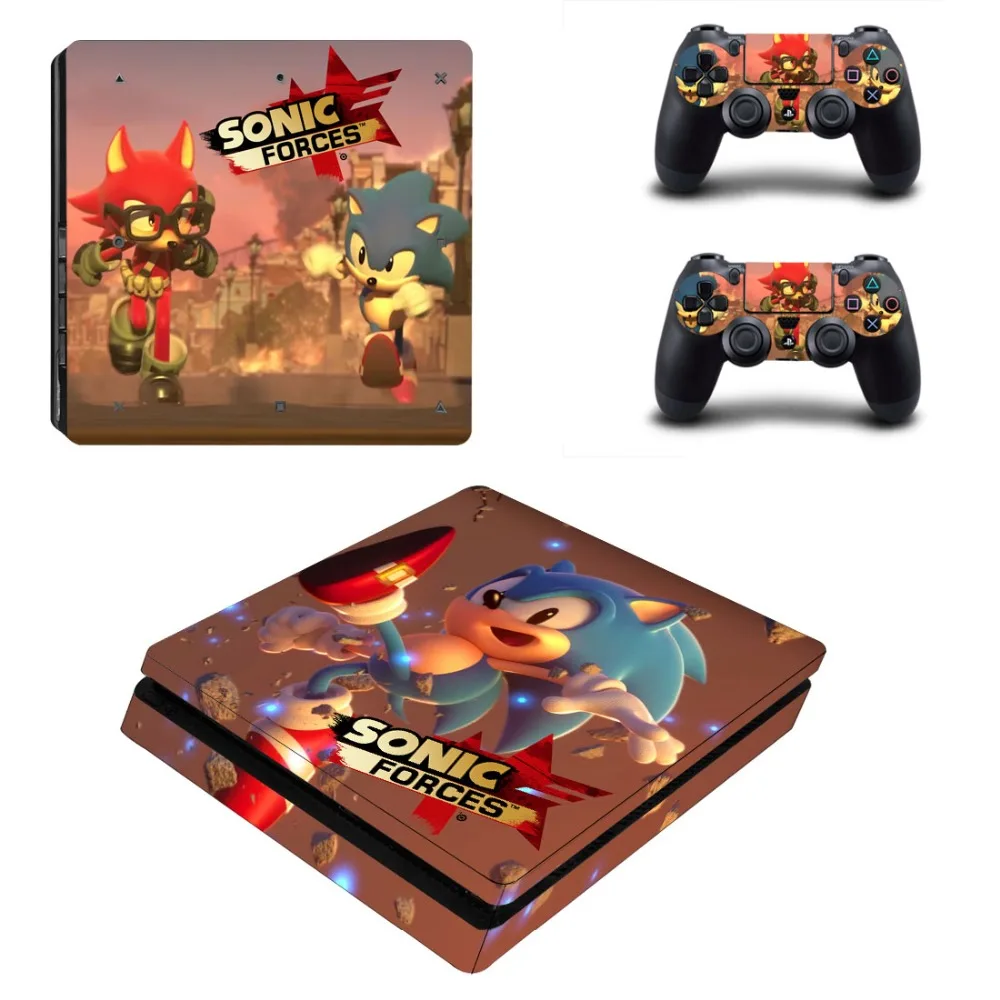 Виниловая наклейка для игровой консоли и контроллера PS4 Sonic Force Slim Skin | Электроника