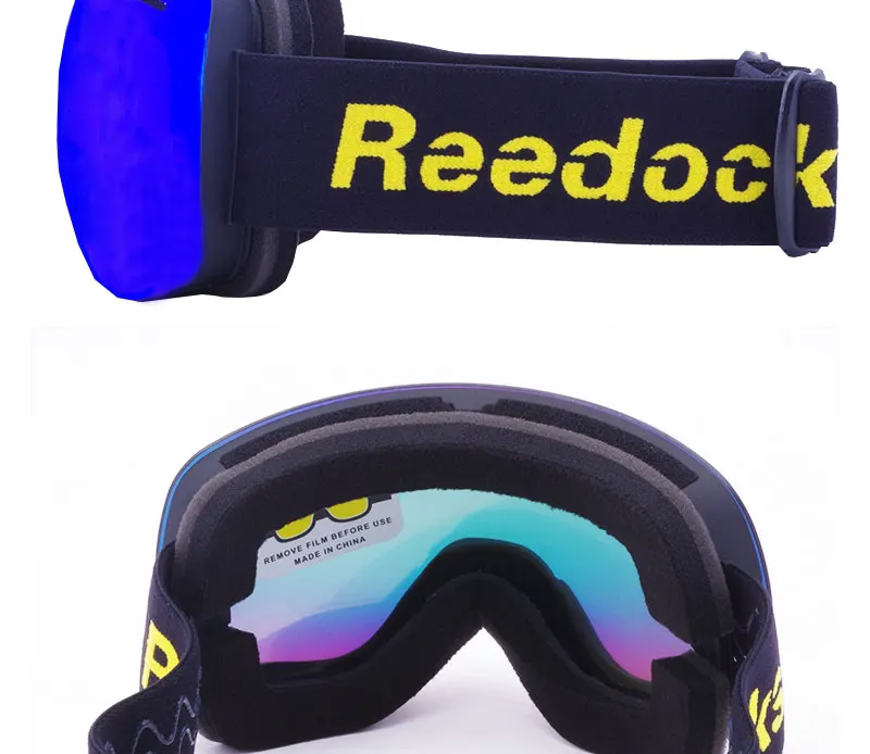 Reedocks Фирменная Новинка двухслойные катания на лыжах, сноуборде, UV400 Анти-туман большой Лыжная маска очки Для мужчин Для женщин Снег Сноуборд с Чехол