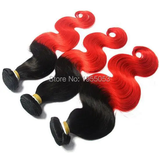 Два тона Человека Hai Переплетения Черный И Красный Наращивание Волос 300 Г 7А дева