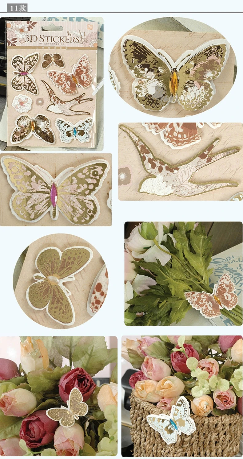 2016 Модные Винтажные европейские свадебные клейкие 3D наклейки для DIY