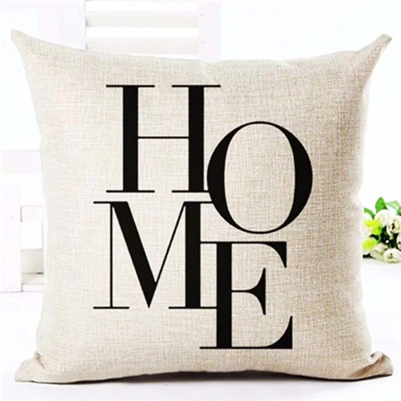 Домашние Чехлы хлопковый льняной подушки с надписью Love черно-белая наволочка для
