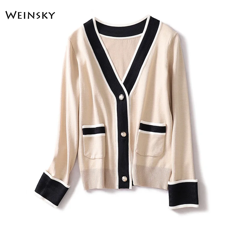 Женский вязаный свитер и кардиган модные свитера с длинным рукавом в Корейском