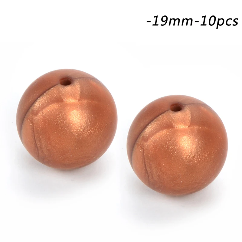 metal copper LOFCA силиконовые бусины 19 мм круглой формы 10 шт./лот прорезывание зубов цепочки и ожерелья пищевой для мам Уход DIY Ювелирные изделия Детские Прорезыватели аксессуары - Цвет: metal copper