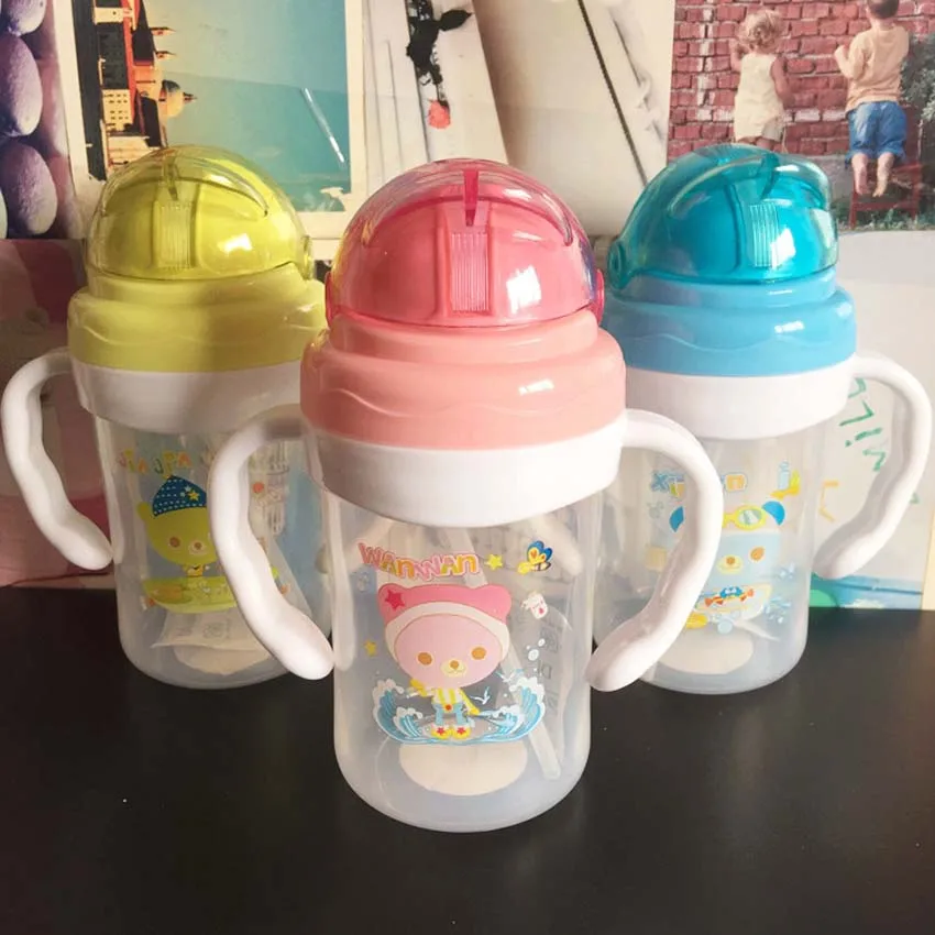 300 мл милые детские чашки для новорожденных детей Обучающие кормлению с ручкой