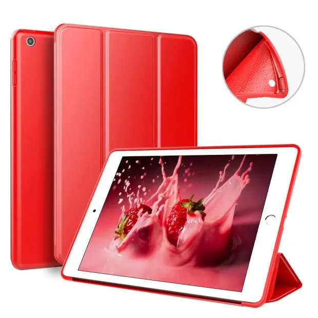 Красный Чехол для Apple iPad 2/3/4 iPad2 iPad3 iPad4 крышка магнит Смарт сна проснулся складной кожаный мягкий силиконовый чехол на заднюю панель с Funda Capa - Цвет: Красный