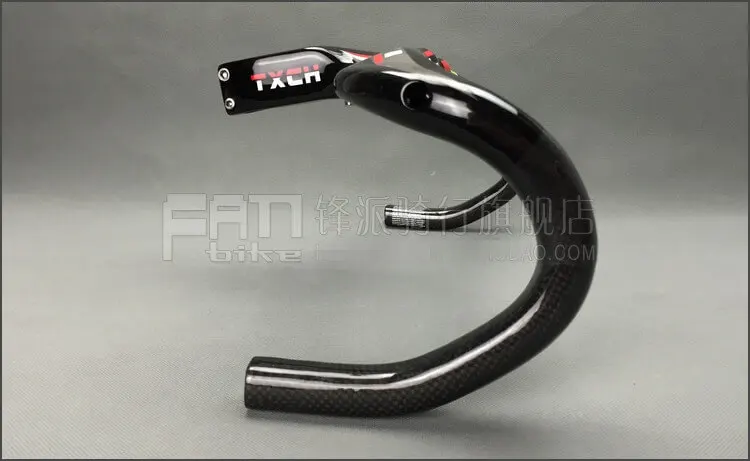 

TOSEEK Carbon Fiber Ox Horn Handlebar Stem 28.6mm Integrated Handlebar BMX Road Bike Riding Bent Bar 400/420/440mm Handlebar