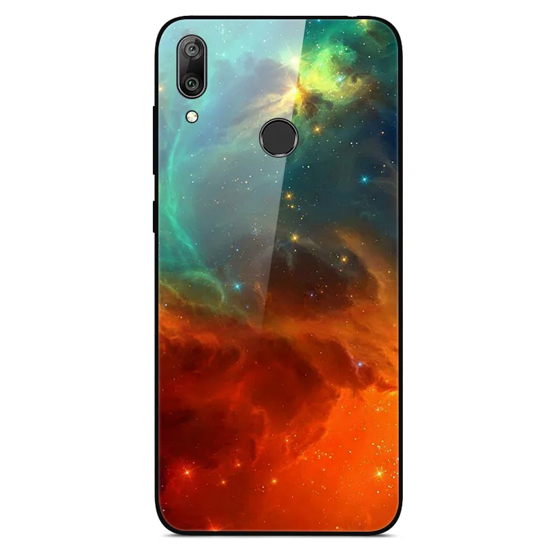 Y7 чехол для huawei Y7, чехол из закаленного стекла с изображением планеты, Космический Чехол, стеклянный чехол на заднюю панель для huawei Y7 Prime Y 7, чехол - Цвет: 05