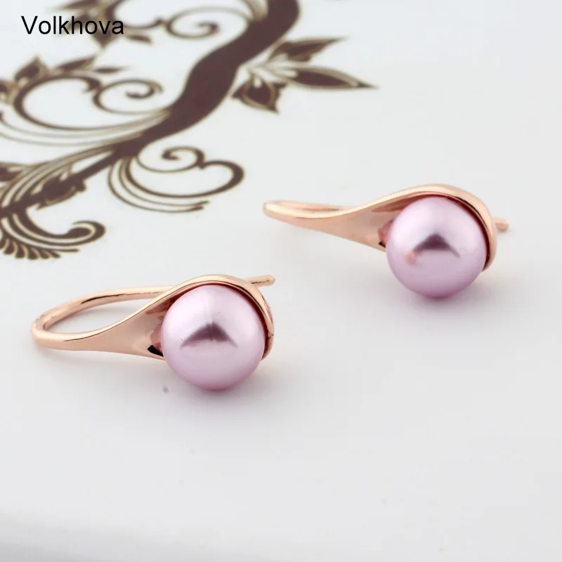 Free Shipping Fashion Jewelry Wholesale 585 Rose Gold Color Earrings Imitation Pearl Drop for Women Girls Gift | Украшения и