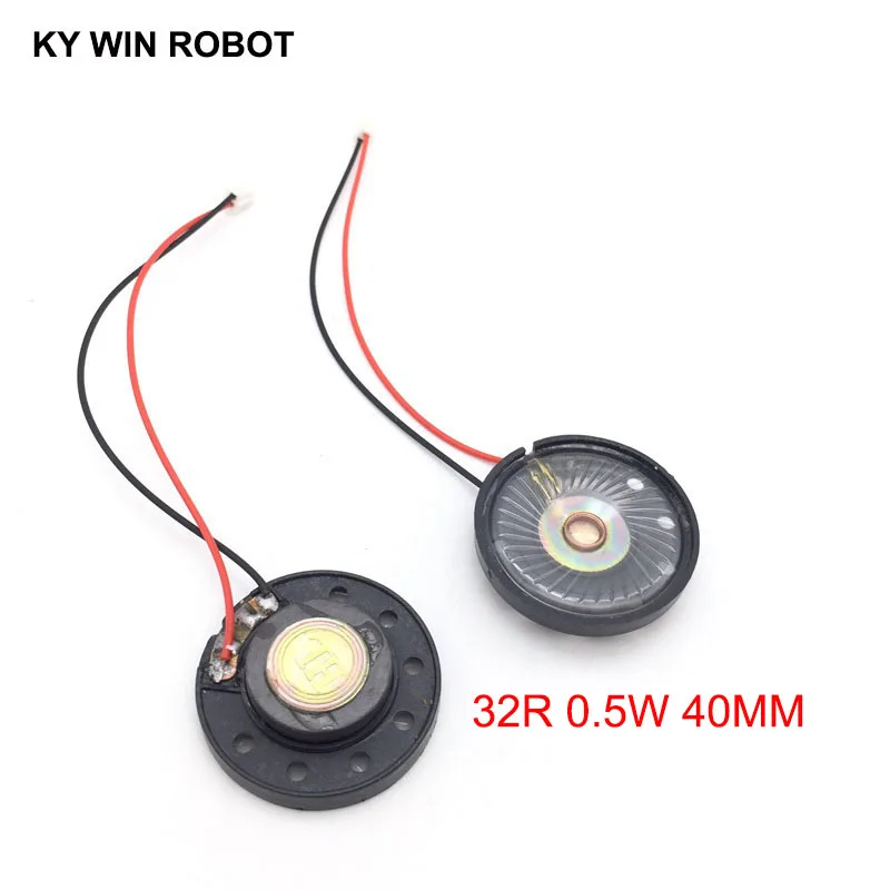 2pcs/lot New Ultra-thin Toy-car horn 32 ohms 0.5 watt 0.5W 32R speaker Diameter 40MM 4CM with PH2.0 terminal wire length 10CM