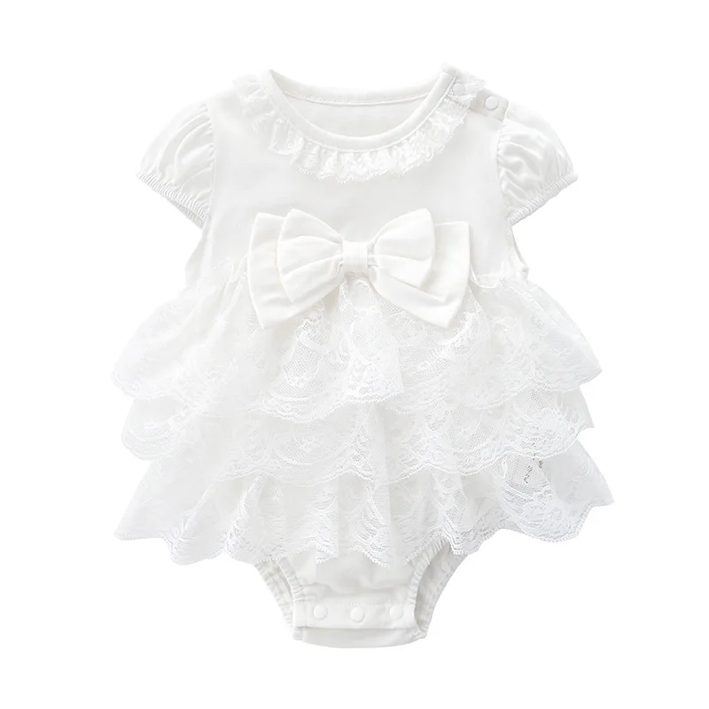 white dres Летнее платье для маленьких девочек, кружевное платье с бантом в стиле ретро для маленьких девочек 0-3-6-9 месяцев, Одежда для новорожденных девочек на день рождения - Цвет: white dres