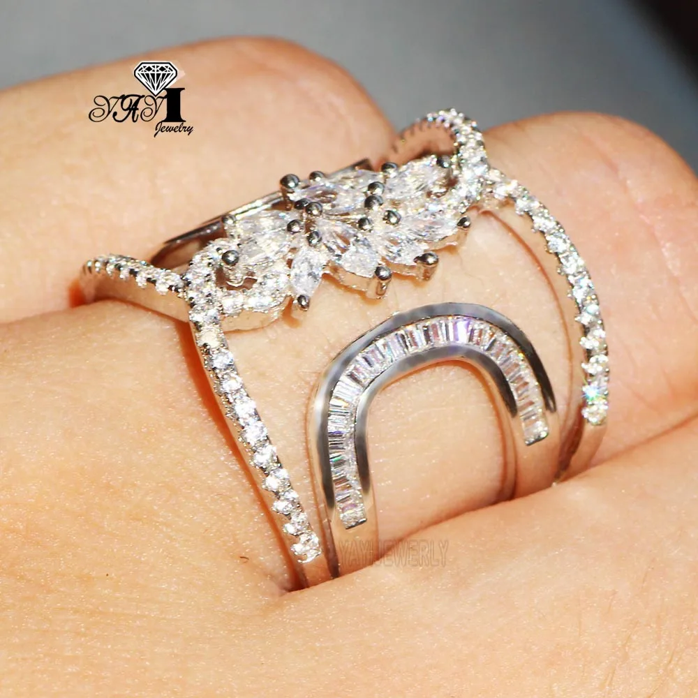 Ювелирные изделия YaYI огранка Принцесса 5.6CT серебро белый циркон Цвет обручальные