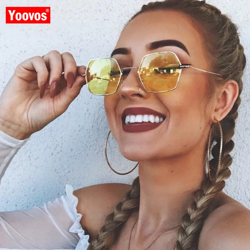 Yoovos 2021 металлические классические солнцезащитные очки женские зеркальные