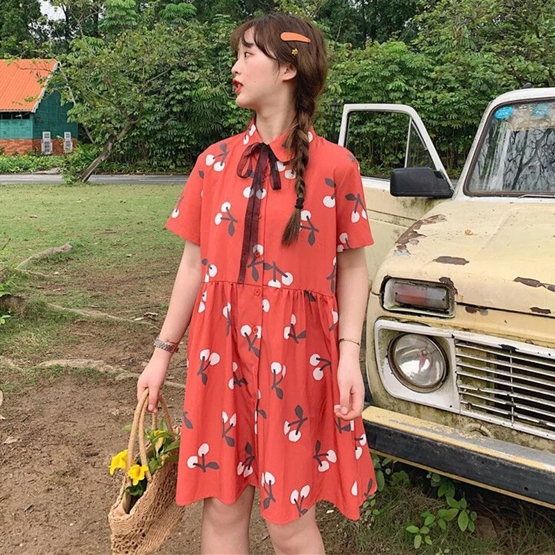 Летнее платье средней длины для женщин новинка корейское Повседневное девочек
