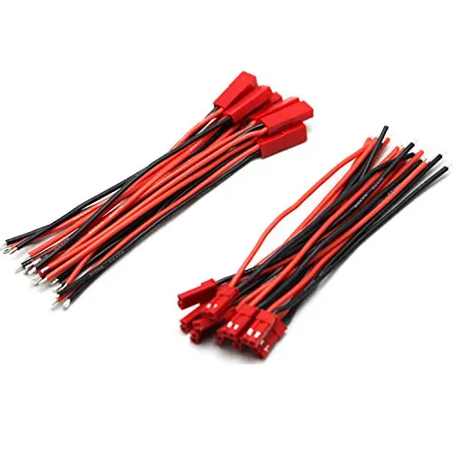 10 Pairs (Male &amp Female) 10CM 2Pin JST Wire Connector for RC Lipo Battery Discharge Esc Bec Board Line- 20AWG Silicone Cord | Игрушки и