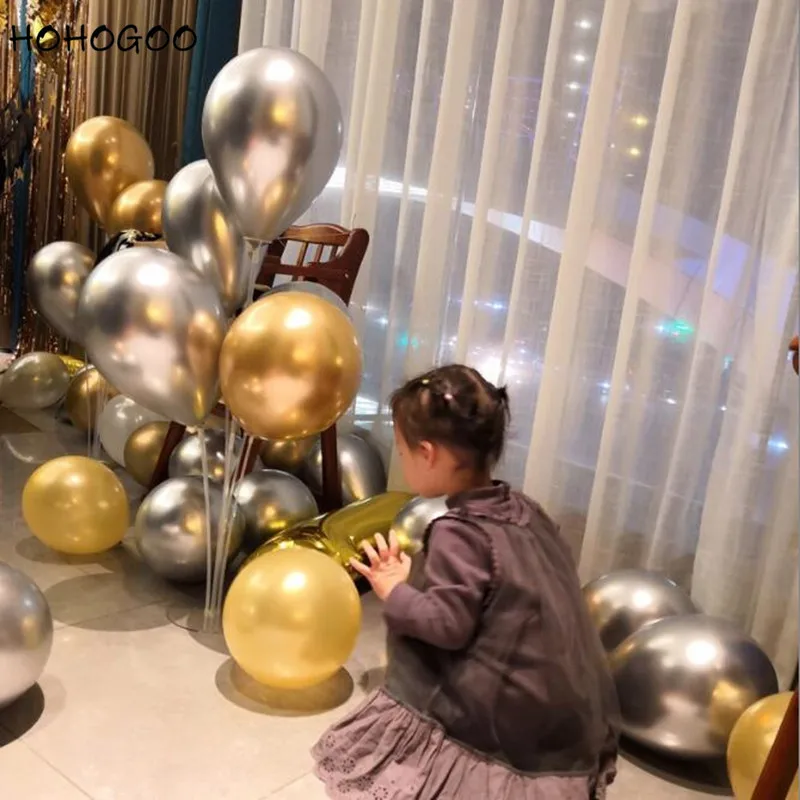 HOHOGOO 10 шт. 12 дюймов металлический жемчуг латексные шарики свадебные Baby Shower День