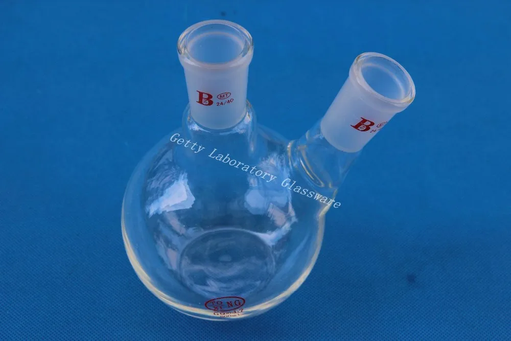 

500ml 2-neck (two-neck) flat bottom boil flask, 24/40 joint,heavy wall (Borosilicate Glass)