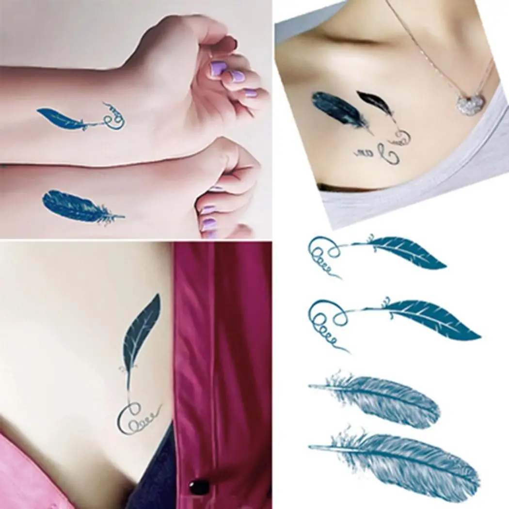 Водонепроницаемые тату с перьями для мужчин и женщин наклейки на плечи грудь