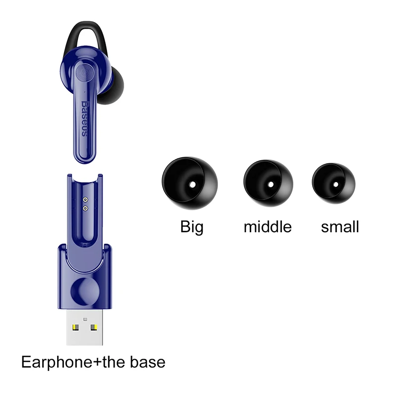 Blue Earphone Baseus Магнитная Зарядка мини беспроводные Bluetooth наушники спортивные наушники-вкладыши с микрофоном ручной работы для вождения автомобиля телефон ecouteus - Цвет: Blue Earphone