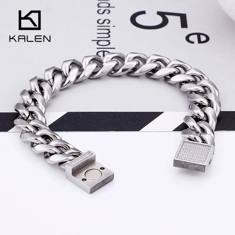 Новые золотые браслеты KALEN из звеньев цепи нержавеющей стали для мужчин модный