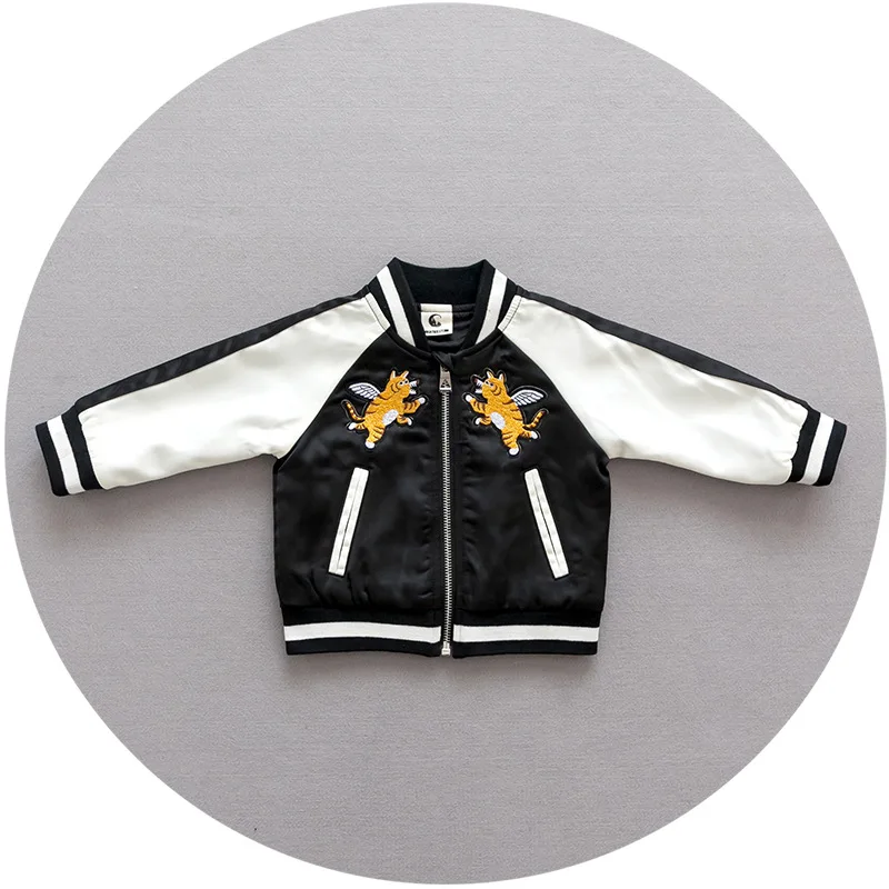 Spring Jacket Children Outerwear Baby Girls Jackets tiger embroidered Kids Coat Warm For Clothes Baseball shirt | Детская одежда и