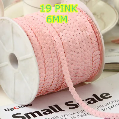 

100 Yards 6mm Round Sequins Trim, Sold per Packet of 1 Roll(100 Yards)-Solid Pink Confetti