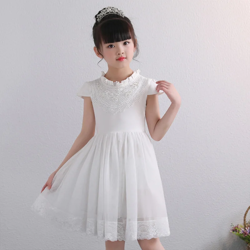 short sleeve white Весенне-осеннее платье для девочек детское вечернее бальное платье принцессы на свадьбу платье-пачка с длинными рукавами для девочек От 4 до 13 лет, BC475 - Цвет: short sleeve white