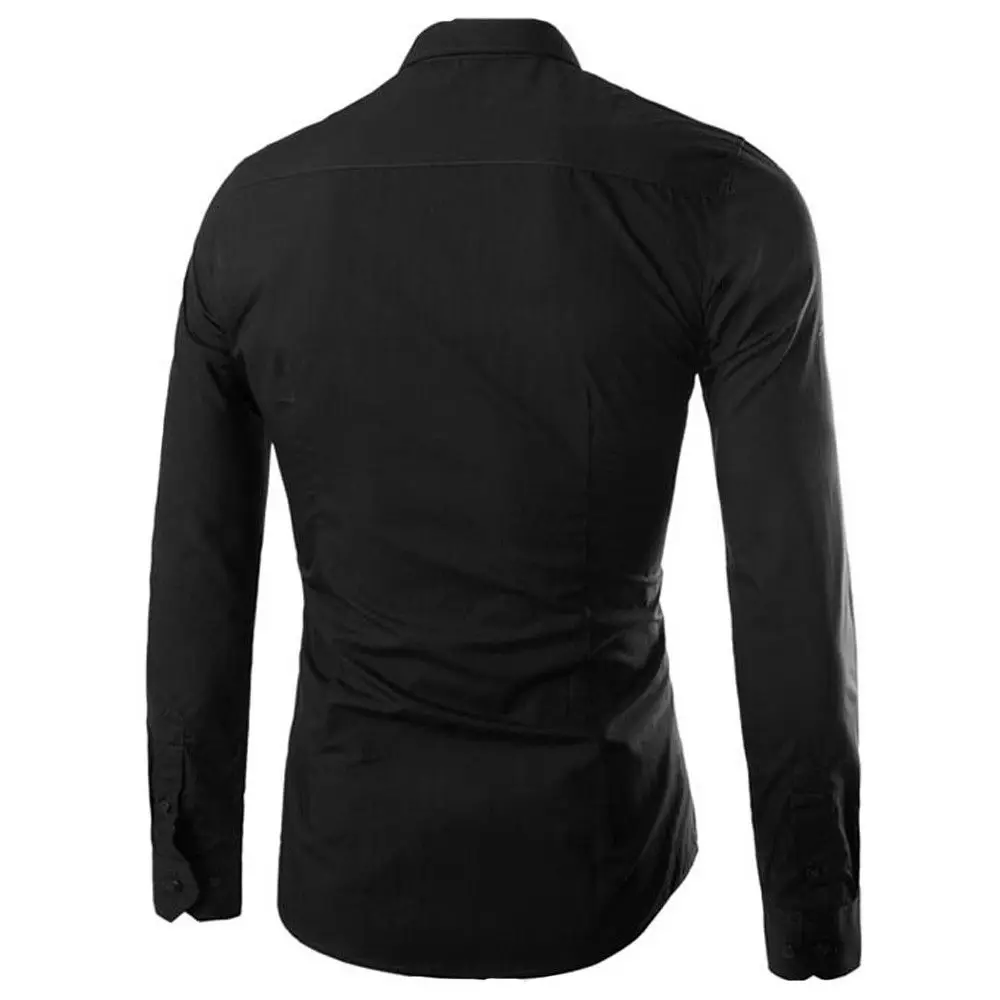 Модные для мужчин Роскошные рубашка с длинными рукавами Повседневное Slim Fit Стильный Мужская классическая рубашка Топы корректирующие