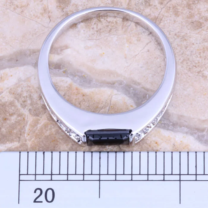 Кольцо с черным фианитом и покрытием из серебра размеры 5 / 6 7 8/9 R1573 | Украшения