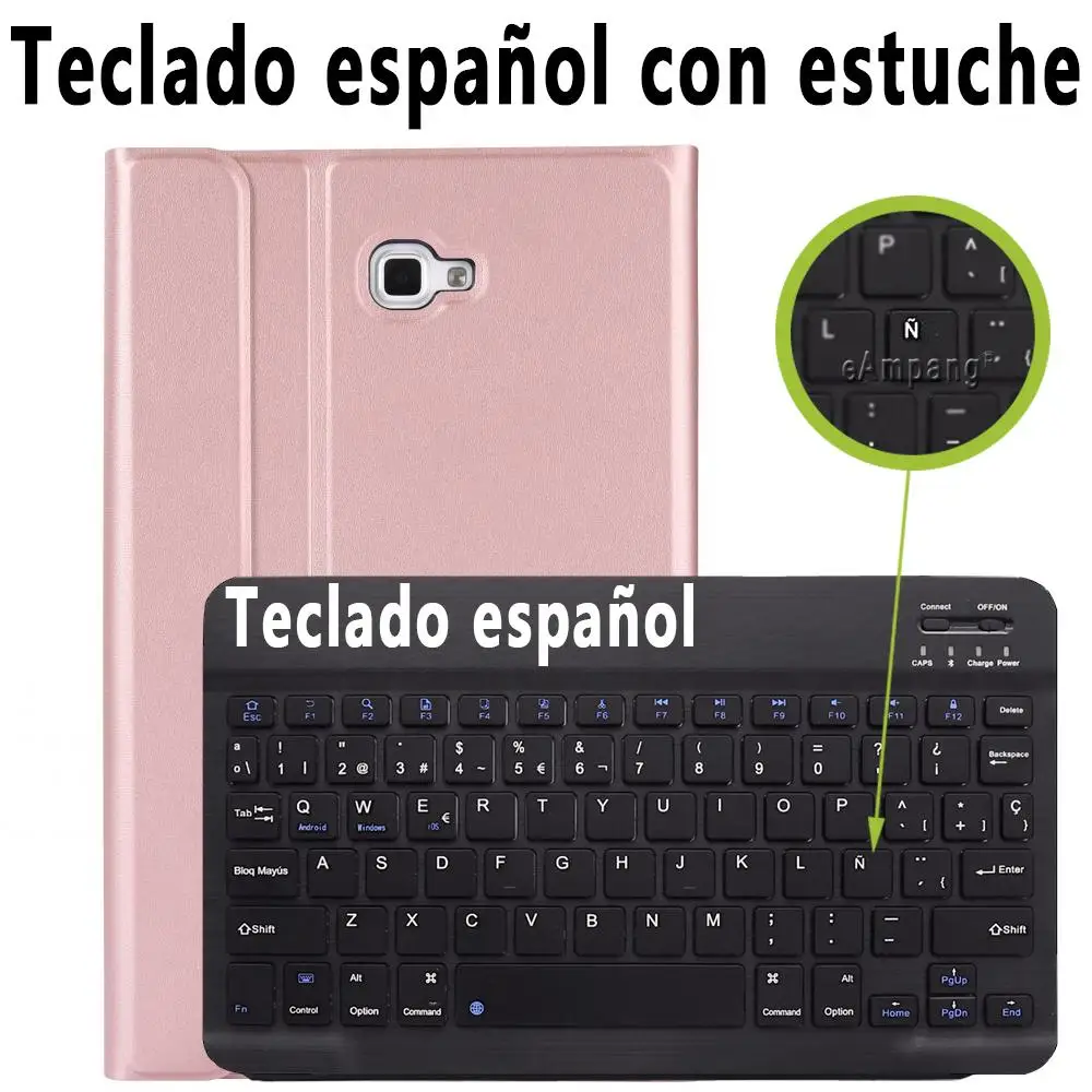Spanish Keyboard Чехол-клавиатура для samsung Galaxy Tab A A6, 10,1,, T580, T585, SM-T580, SM-T585, русский, испанский, английский - Цвет: Spanish Keyboard