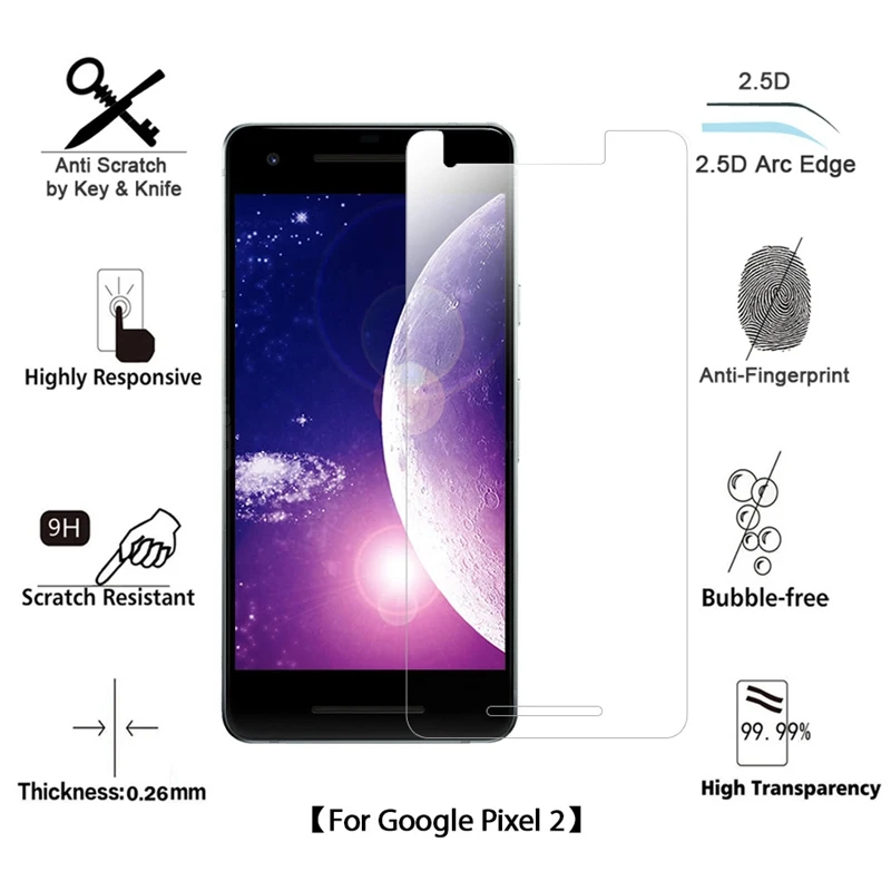 Закаленное стекло для Google Pixel 2 защита экрана 9H 2.5D защитная пленка стеклянный