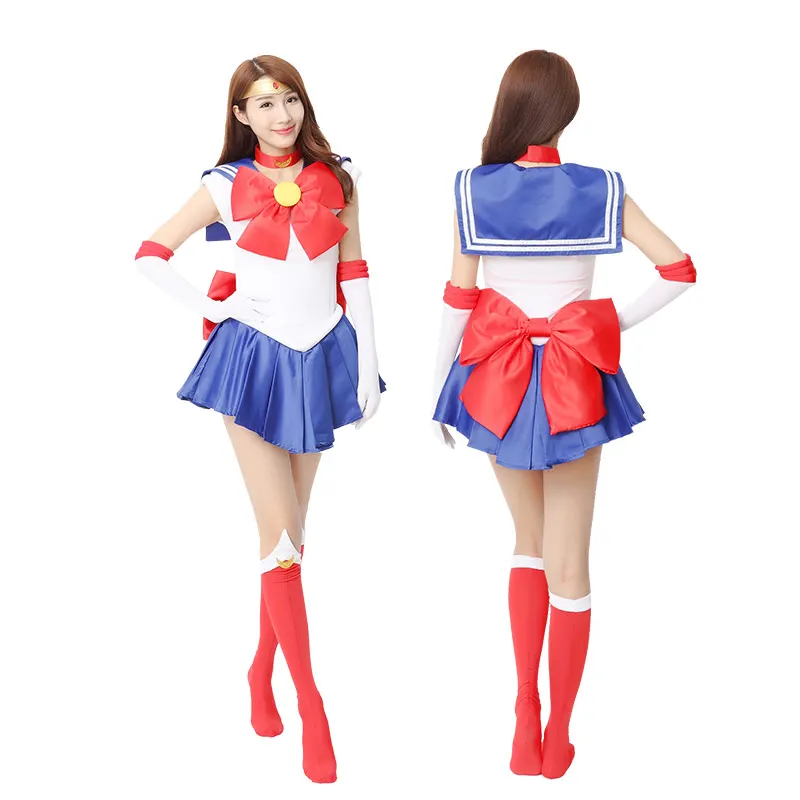 Anime Usagi Cosplay Costume Custom Made Dress Bows Gloves Socks Accessories For Child Adult Plus Size Fancy Set High Quality