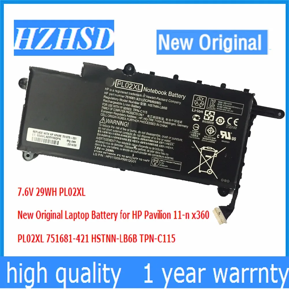

7,6 V 29WH новая Оригинальная батарея для ноутбука PL02XL для HP Pavilion 11-n x360 PL02XL 751681-421 Φ