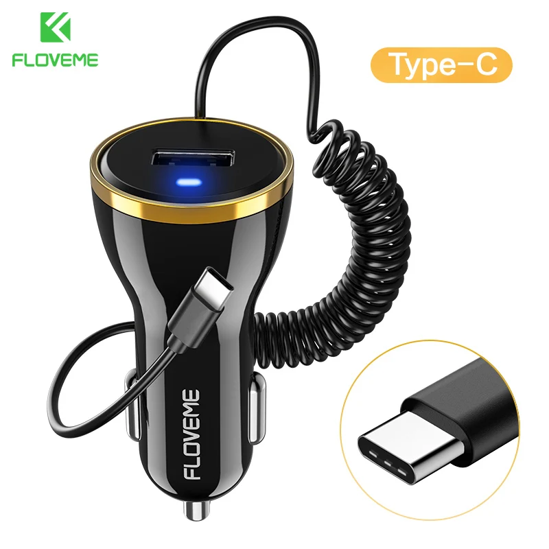 FLOVEME 2 типа автомобильное зарядное устройство для телефона мини USB Автомобильное зарядное устройство для iPhone X samsung Note 9 USB зарядное устройство адаптер для мобильного телефона в автомобиле - Тип штекера: Type C
