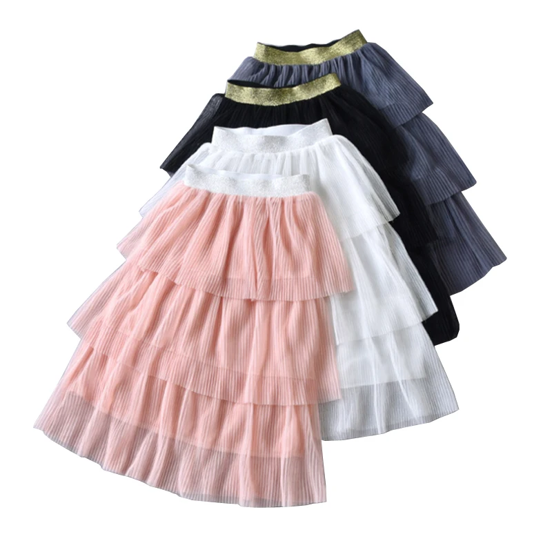 Cake Layer long skirts age 2 - 12 yrs Baby girls beach clothes lace tulle ruffle princess white black party dance | Детская одежда и