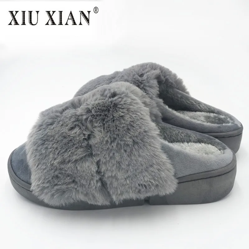 XIU XIAN/роскошные женские зимние тапочки с мехом наивысшего качества теплые
