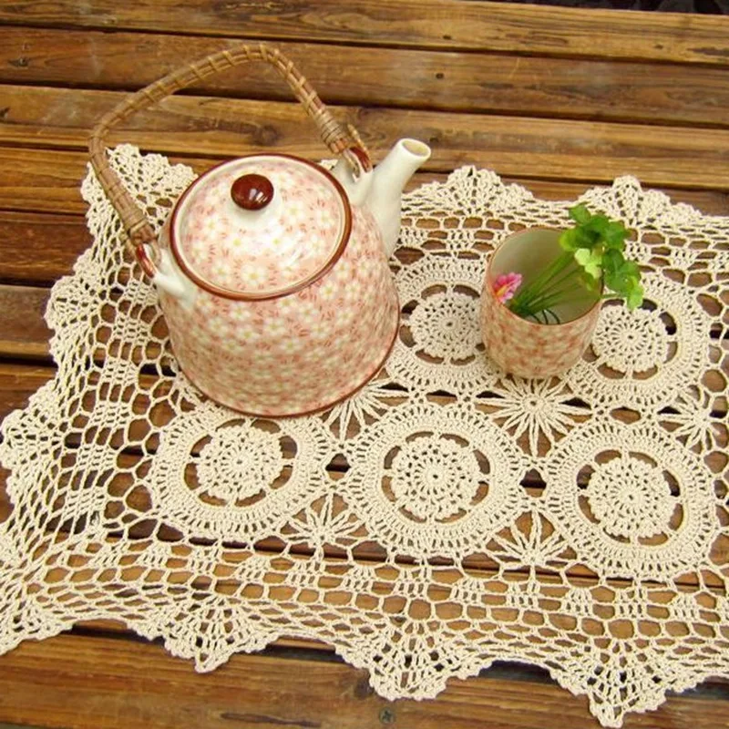 Вязаные крючком Doilies 35x50 см (12x18 дюймов) Винтажный коврик для места кружевной