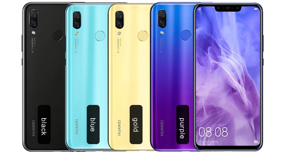 Huawei Nova 3 6 ГБ 128 ГБ глобальная ПЗУ разблокировка лица Android 8,1 24 МП 4* Камера 6," 3750 мАч несколько языков мобильный телефон