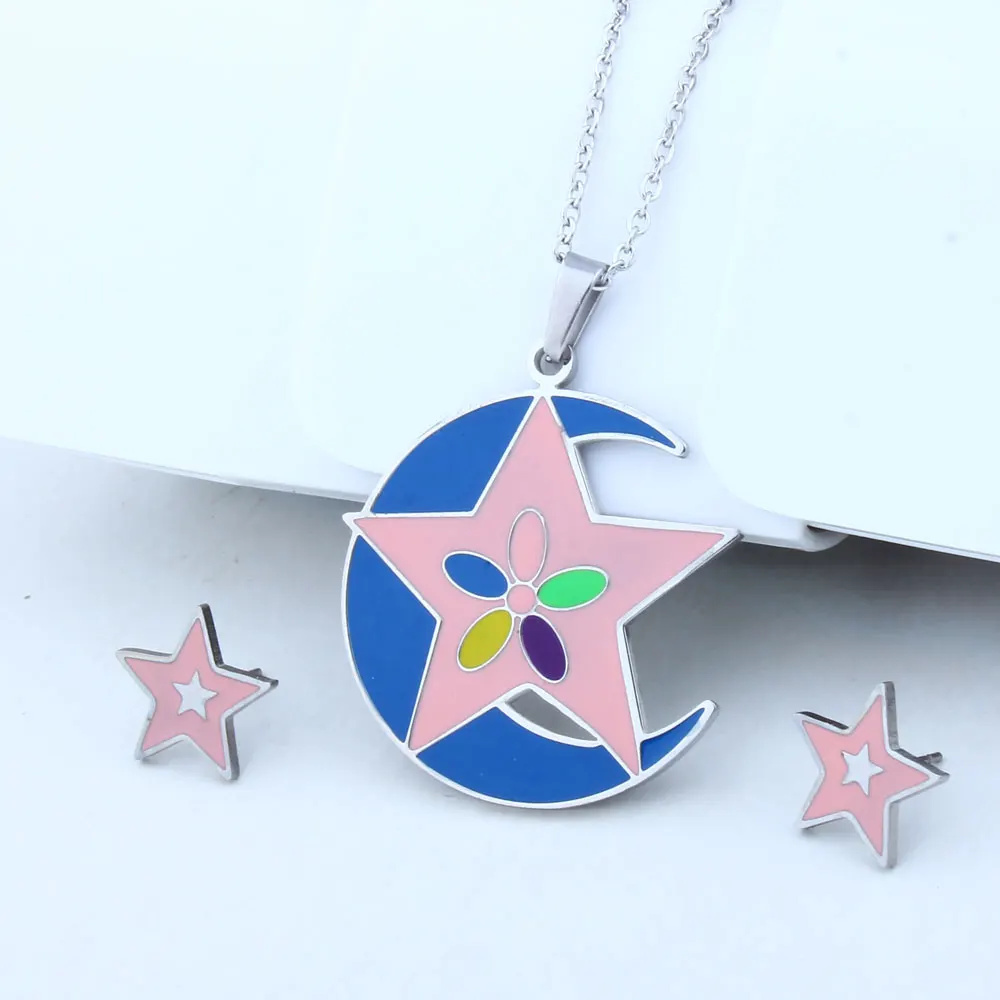Ювелирные наборы XUANHUA Moon Star из нержавеющей стали модное женское ожерелье и серьги