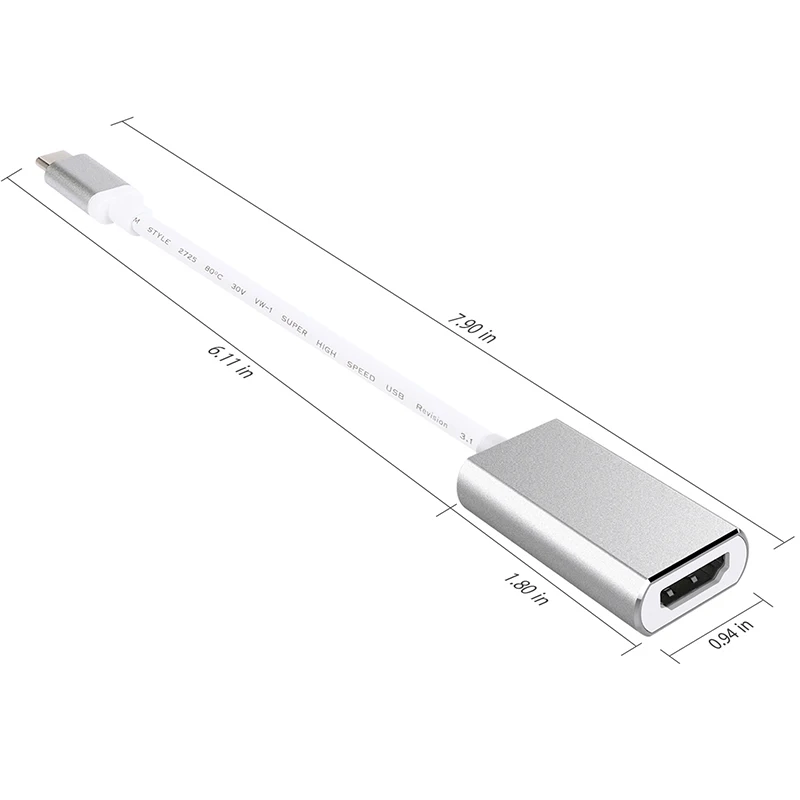 Адаптер Amkle USB C к HDMI 4K * 2K 30 Hz Кабель 3 1 type адаптер для Galaxy S8 Plus MacBook Pro Chromebook Pixel|hdmi