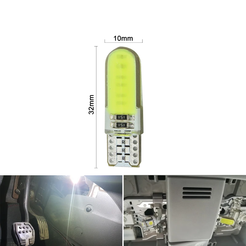 2x T10 5W5 W5W светодиодный COB для автомобилей интерьерный светильник 12В 12SMD авто