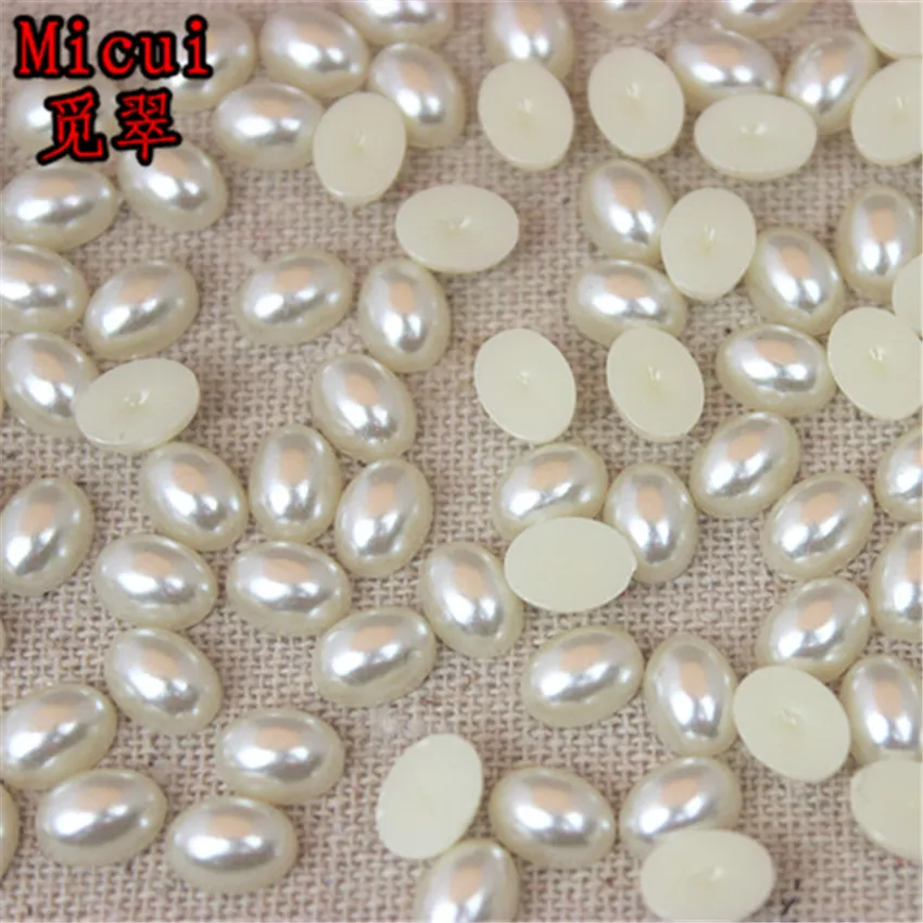 Micui 6*8/8*10/10*14/mm Oval Pearl Beads ABS Half Pearls Flatback Scrapbooking Bead For Jewelry Making Clothes Decoration SM211 | Дом и сад